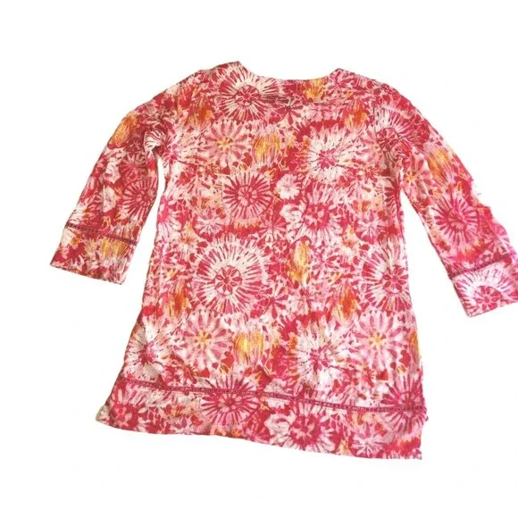 Pendleton Pink Linen Top Tie-Dye Look Ladder Trim Lightweight Women's SZ S - Picture 11 of 11